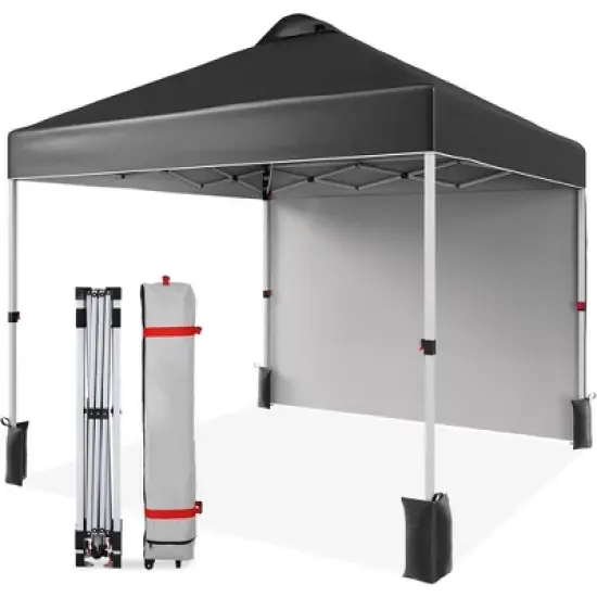 Foldable Canopy Wind Tunnel Tent,Portable Pop Up Patio Tent, Outdoor Tent 10 x 10 ft,Waterproof Windproof UV Proof, Stall Tent with Hand Bag, Black image {7}