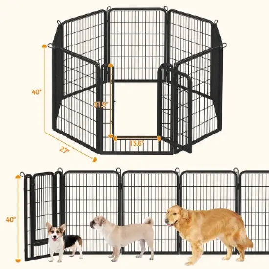 Yaheetech 8 Panels Metal Dog Playpen Outdoor Indoor Fence, Black image {3}