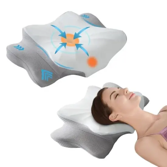Lux Decor Cervical Memory Foam Pillow Orthopedic Contour Neck, Back & Head Support Pillow - Breathable Pain Relief Butterfly Design with Cooling Cover image {7}
