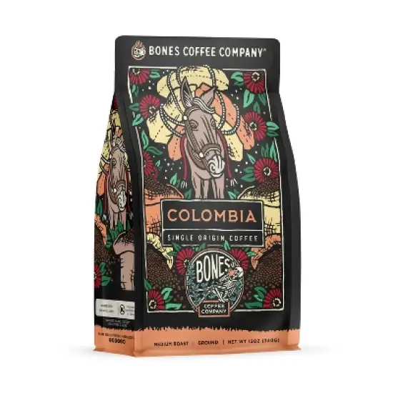 Bones Coffee Company Colombia Ground Coffee Beans Single-Origin 12 oz Medium Roast (Ground) image {4}