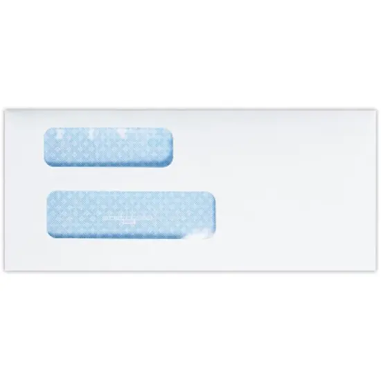 Quality Park Moistenable Glue Security Tinted #9 Double Window Envelope 3 7/8" x 8 7/8" Bright White image {2}