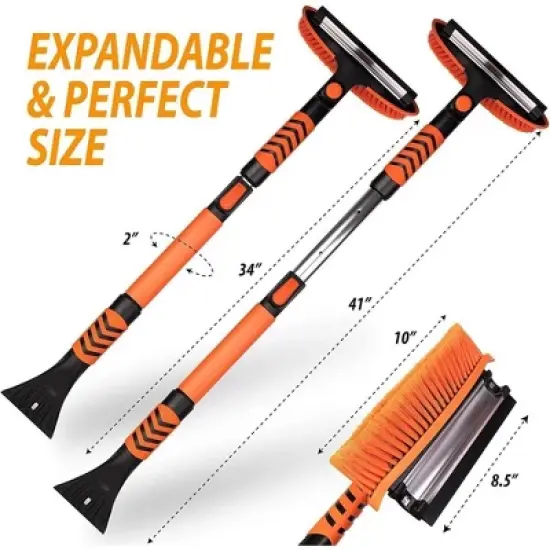 Zone Tech Ice Scraper and Extendable Brush 360&deg; Snow Brush Head for Car Windshield Flexible Arm Ice Scraper  Tool Snow Removal 2 Pack image {2}