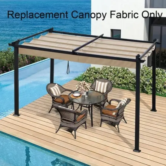 Replacement Canopy Top Fabric for 10x10 Ft Outdoor Patio Retractable Pergola Sunshelter Pergola Canopy-Khaki image {5}