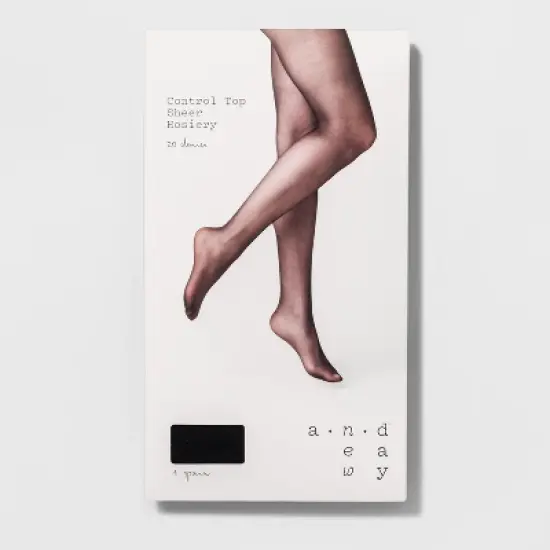 Women's 20D Sheer Control Top Tights - A New Day&trade; Black image {1}