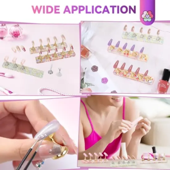 Saviland Pro Press-On Display: 3-Pc Iridescent Magnetic Stands w/40 Reusable Silicone Pads - Salon Artistry Training System. image {6}