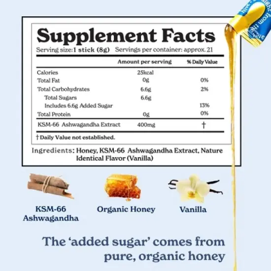 Better Alt Ashwagandha Honey Sticks - Calming Honey Pack for Sleep & Focus - 21ct image {6}