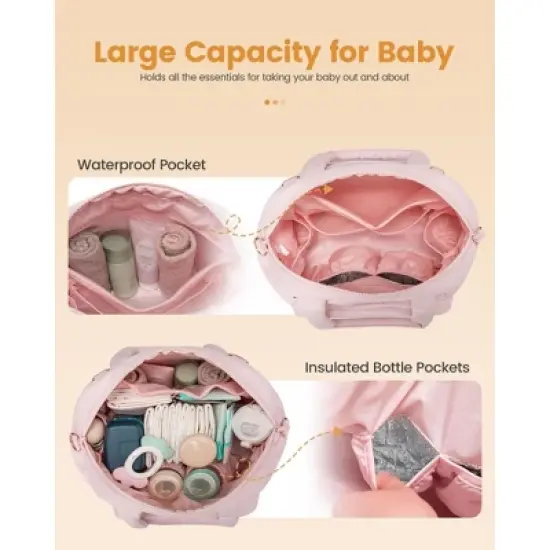 Itopfox Lightweight Puffer Diaper Tote Bag with Changing Pad, Large Capacity Multi-pocket Travel Hospital Gym Bag image {2}