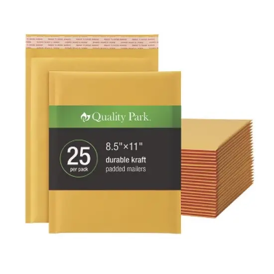 Quality Park Kraft Bubble Mailers, Barrier Bubble Cushion, Redi-Seal Adhesive Closure, 8.25 x 11, Brown Kraft, 25/Pack image {1}