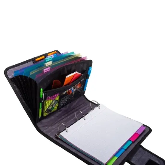 Case-it The Open Tab Velcro Opening Binder - 5 Color Tab Expanding File Folder - Multiple Pockets - 400 Sheet Capacity image {1}