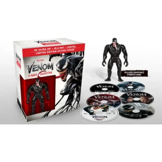 Venom: 3-Movie Collection With Limited Edition Collectible Action Figure (4K/UHD) image {1}
