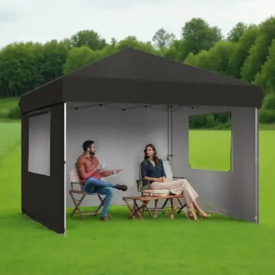 GustoWave 10x10 Ft Pop Up Canopy with 4 Sidewalls for Deck, Garden image {5}