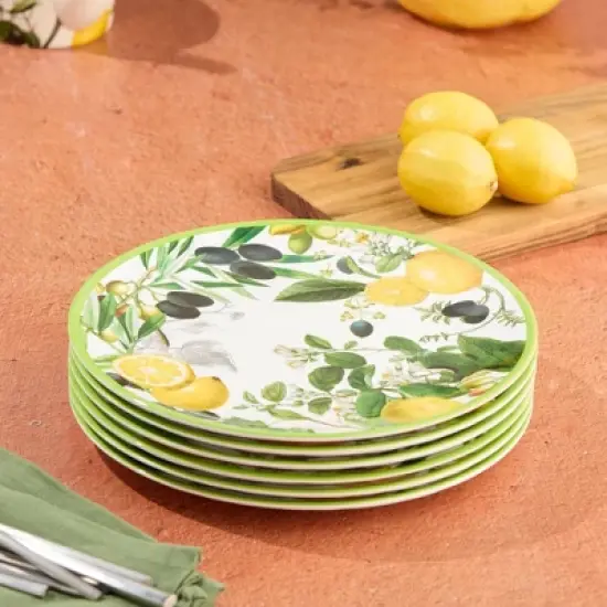 Certified International (Set of 6) 11" Limone Melamine Dinner Plates image {3}