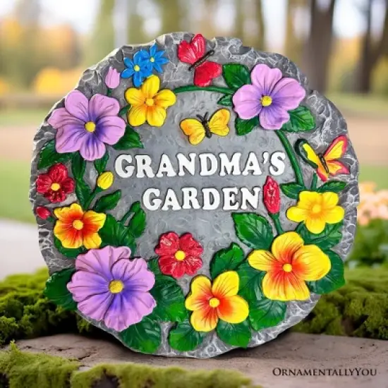 Grandma&rsquo;s Garden Floral Stepping Stone, 9.5" Decorative Outdoor Decoration| OrnamentallyYou image {7}