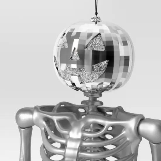 60" Poseable Pumpkin Skeleton Halloween Decorative Prop Silver Disco - Hyde and EEK! Boutique&trade; image {2}