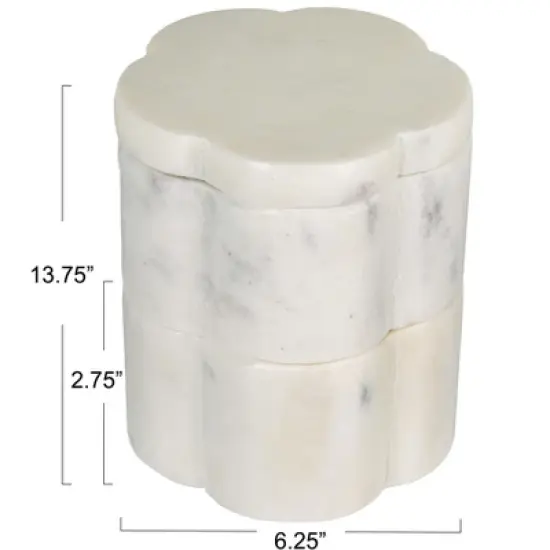 Storied Home Elegant Marble Pinch Pot with Lid, White image {1}