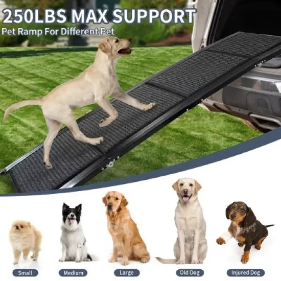 Gulches  Dog Ramp for Medium & Large Car 63" Long & 17" Wide Pet Stair Ramp with Non-Slip Rug Surface image {6}