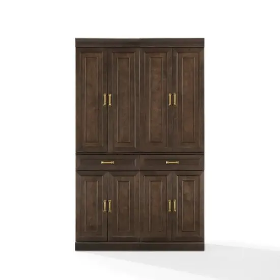 Crosley 78" Stanton 2pc Kitchen Storage Pantry Cabinet Set Coffee: Traditional Style, Wood Veneer, MDF image {6}