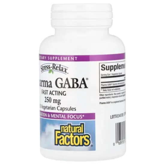 Natural Factors Stress-Relax&reg;, Pharma GABA&reg;, 250 mg, 60 Vegetarian Capsules image {2}