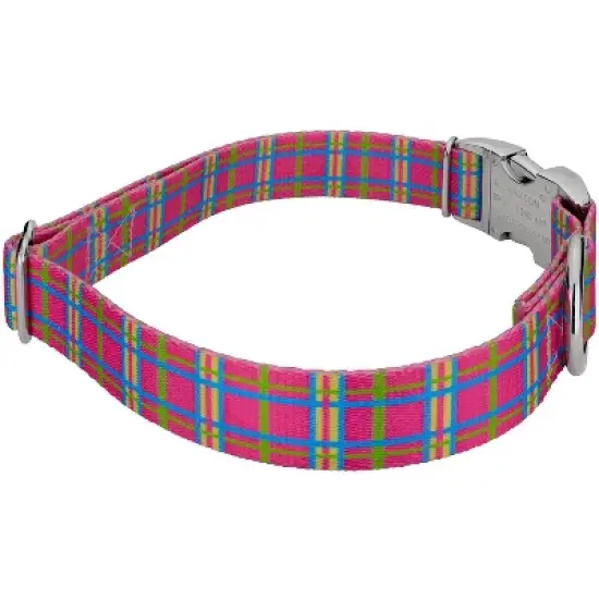 Country Brook Petz Premium Bubblegum Pink Plaid Dog Collar and Leash image {5}