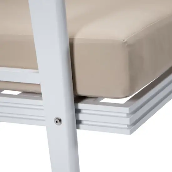 LeisureMod Walbrooke Modern Outdoor Loveseat &ndash; White Aluminum Frame with Removable Cushions, Weather-Resistant Seating for Patio, Deck & Balcony image {6}