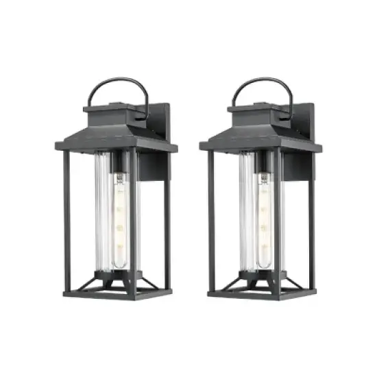 Gulches Outdoor Wall Lights - Black Industrial Lanterns & Sconces with Glass for Porch, Patio, and Garage (16.5-Inch & Large Options) image {13}