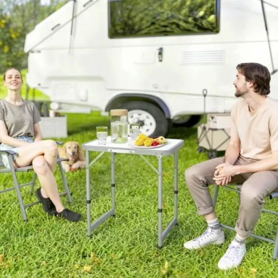 Outsunny Aluminum Lightweight Portable Folding Easy Clean Camping Table With Carrying Handle image {2}