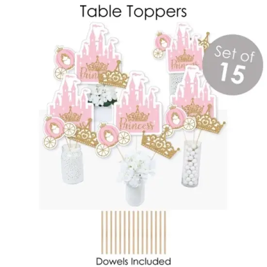 Big Dot of Happiness Little Princess Crown - Pink and Gold Princess Baby Shower or Birthday Party Supplies - Banner Decoration Kit - Fundle Bundle image {4}