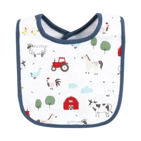 Hudson Baby Infant Boys Cotton Bibs, Green Farm Animals, One Size image {3}