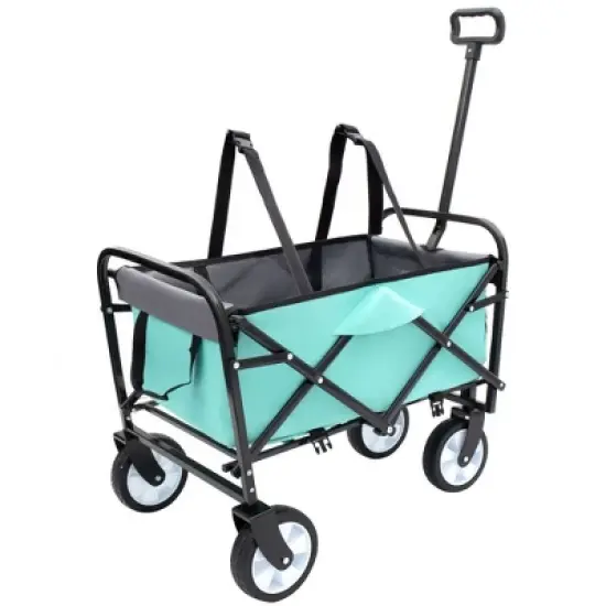 CAVINAS Folding Shopping Cart with Strap Design,Folding Wagon with All-Terrain Wheels,Utility Cart for Camping,Shopping,Sports,Gardening image {7}
