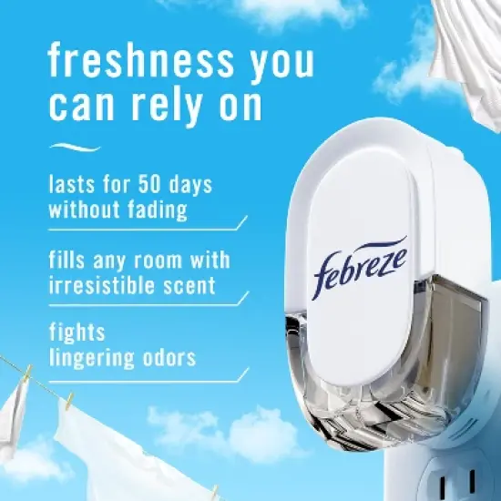 Febreze Fade Defy Plug Air Freshener & Odor Fighter Starter Kit - Linen & Sky - 0.87 fl oz image {1}