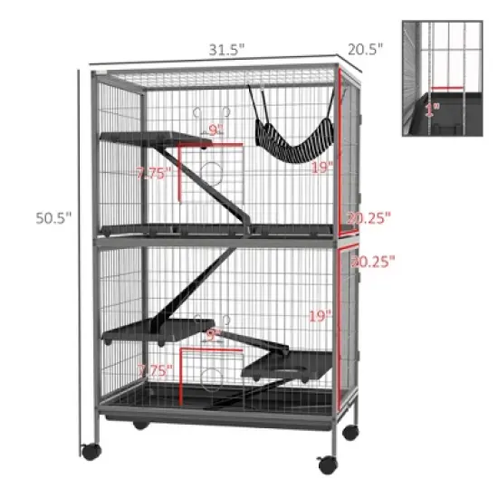 Ridstar 50.5 in. H Gray 5-Tier Small Animal Cage with 4 Doors & Removable Tray image {4}