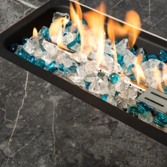 Christopher Knight Home Nydia 40,000 BTU Propane Steel and Rattan Fire Pit Table with Ceramic Tile Tabletop image {5}