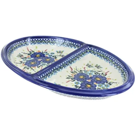 Blue Rose Polish Pottery 203 Vena Divided Dish image {2}
