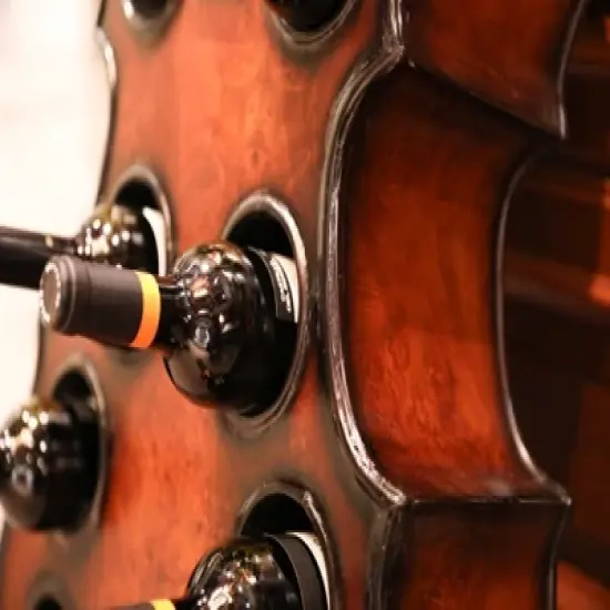 Vintiquewise Decorative 10 Bottle Wooden Cello Shaped Wine Rack 53" Inch Floor Violin image {2}