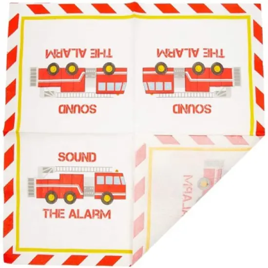 Blue Panda 100Pcs Fire Fighter Truck Party Paper Disposable Napkins 6.5" for Tableware Decorations image {3}
