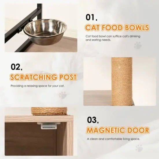 Lirago Gray and White Cat Tree 21.7x17.0x47.2"-All-in-One Litter Box and Play Tower image {3}