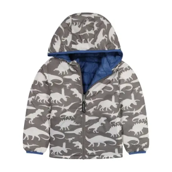Andy & Evan  Infant  Mid Blue Dinos Reversible Puffer image {5}
