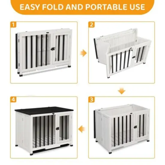 Karl Home Portable Foldable Solid Wood Indoor Cage with Pull Out Tray image {1}