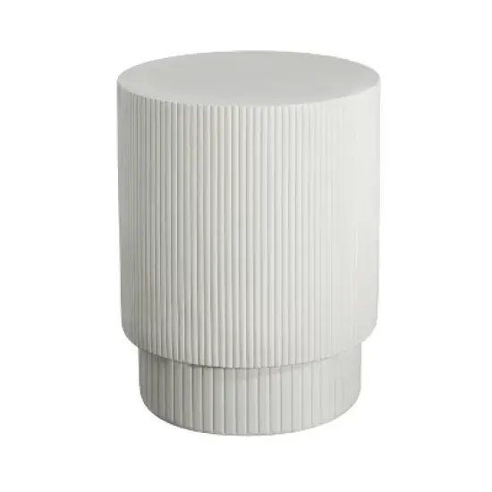 Christopher Knight Home Hamid Minimalist Ribbed Cylindrical Lightweight Concrete Side Table, White image {4}