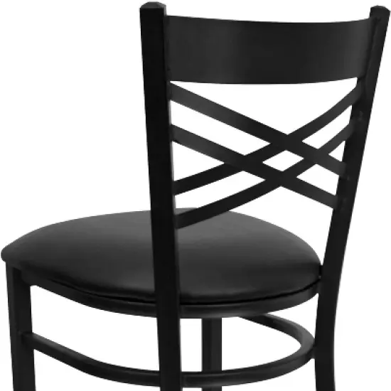Flash Furniture Black ''X'' Back Metal Restaurant Barstool image {4}