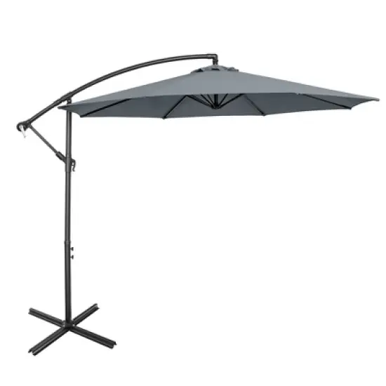 Costway  10 FT Patio Offset Umbrella w/8 Ribs Cross Base Tilt image {15}