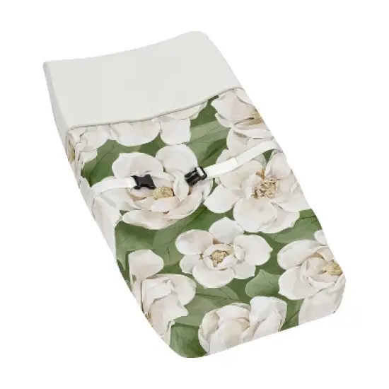 Sweet Jojo Designs Girl Changing Pad Cover Watercolor Magnolia Green and Ivory image {5}