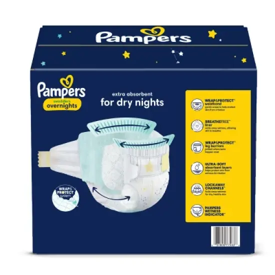 Pampers Swaddlers Overnight Diapers - (Select Size and Count) image {1}