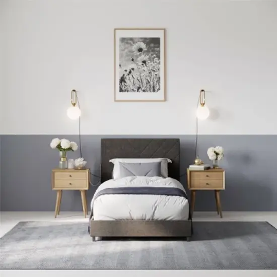 Yanis Upholstered Bed with USB - Room & Joy image {2}