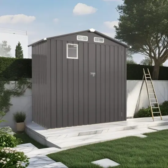 MOEPISY 6X4 FT Metal Outdoor Storage Shed, Tool Shed with Pitched Roof Watertight image {8}