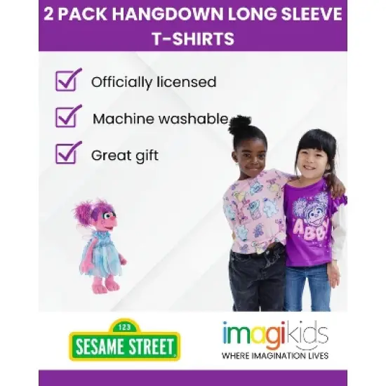 Sesame Street Elmo Cookie Monster Abby Cadabby Infant Baby Girls 2 Pack Hangdown Long Sleeve T-Shirts Purple / Pink 24 Months image {1}