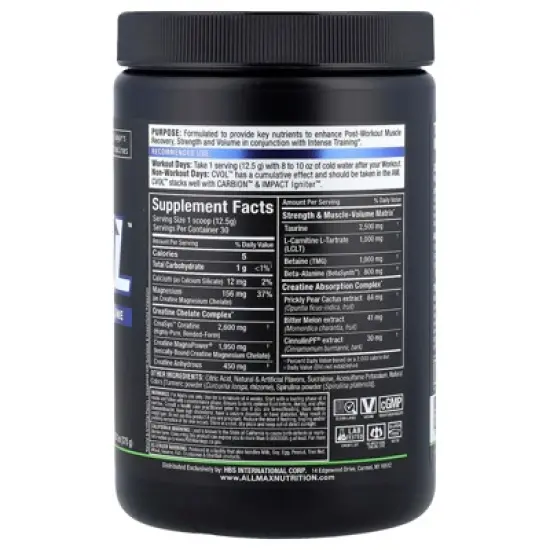 ALLMAX C:VOL&trade;, Post, Coconut Lime Mojito, 13.2 oz (375 g) image {1}