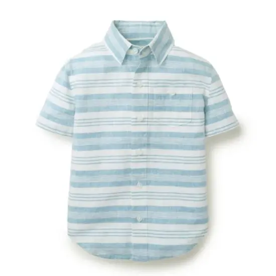 Hope & Henry Boys' Linen Short Sleeve Button Down Shirt, Infant image {11}