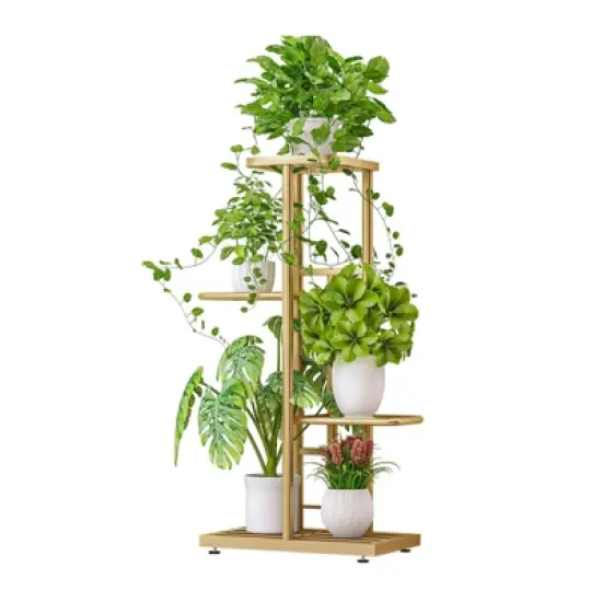 Metal Plant Shelf, Flower Shelf with 4 Levels, Flower Stand, Garden, Plant Stairs, Multi-Levels, for Indoor Balcony, Living Room, Outdoor image {6}