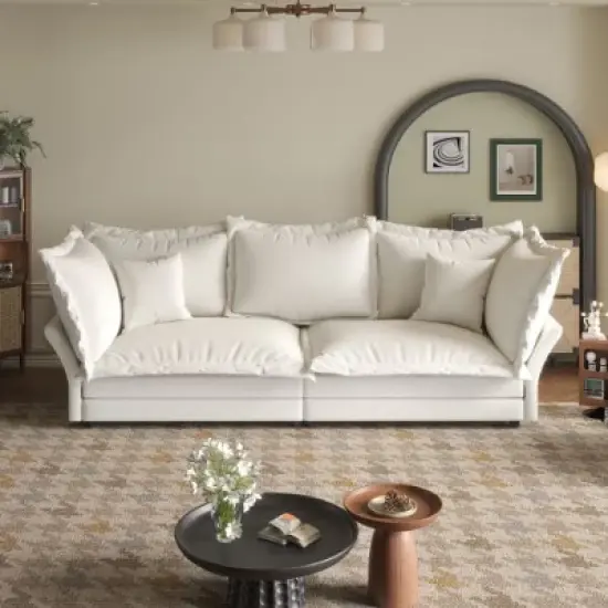 CAVINAS Modern Upholstered Loveseat Sofa, Deep Seat Couches with Multiple Large Soft Pillows, Convertible Deep Seat Chaise Longue, Cloud Couch Sofa image {9}